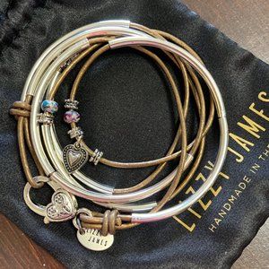 Lizzy James Girlfriend Wrap Bracelet with Additional Heart Charm